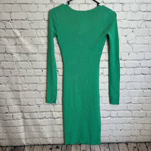 Rib Knit Bodycon Dress Le Superbe Midi‎ CutOut Green NWT - Picture 3 of 7